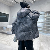 男童扎染连帽棉服新款儿童冬装加厚中大童男孩棉衣外套潮，童装棉衣，摩比熊