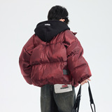 男童冬装假两件大号拉链面包羽绒服新款儿童男孩冬季防寒外套，童装羽绒服，摩比熊