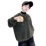 男童卫衣春款新款冬季男孩加绒加厚上衣中大儿童装冬装潮，童装卫衣/绒衫，摩比熊