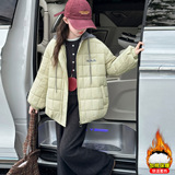 女童韩版洋气加厚棉衣夹棉宽松可拆卸毛线帽子时尚短款上衣潮，童装外套，摩比熊