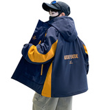 童装男童秋冬夹棉连帽外套新款大童冬季三合一可拆卸冲锋衣潮，童装棉衣，摩比熊