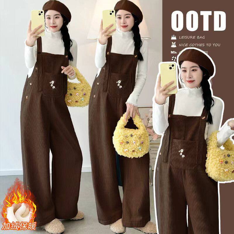 孕妇背带裤2025秋冬新款加绒时尚套装气质甜美宽松显瘦孕妇吊带裤,孕妇装/孕产妇用品/营养,孕妇休闲裤,淘宝优惠券,粉丝福利购,淘宝优惠卷