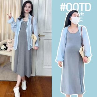 孕妇装春季套装2026新款宽松连衣裙春秋孕妈高级感穿搭时髦两件套