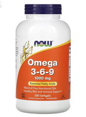 美国NOW欧米伽369五种营养油混合1000毫克250粒软胶囊Omega 3-6-9