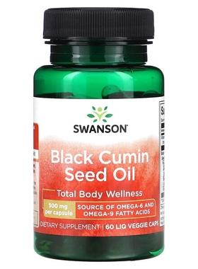 美国Swanson黑种草籽油500毫克复合液体胶囊Black Cumin Seed Oil