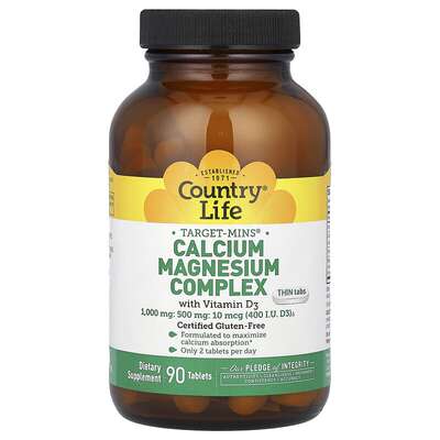 美国Country Life钙镁磷维生素D3 90片CALCIUM MAGNESIUM COMPLEX