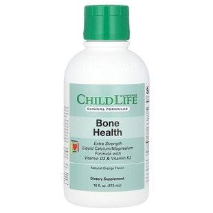美国ChildLife儿童液体钙镁锌D3K2配方橙味473毫升Bone Health