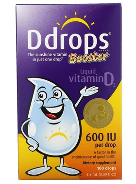 加拿大Ddrops液体维生素D3每滴600国际单位100滴2.8ml Vitamin D3