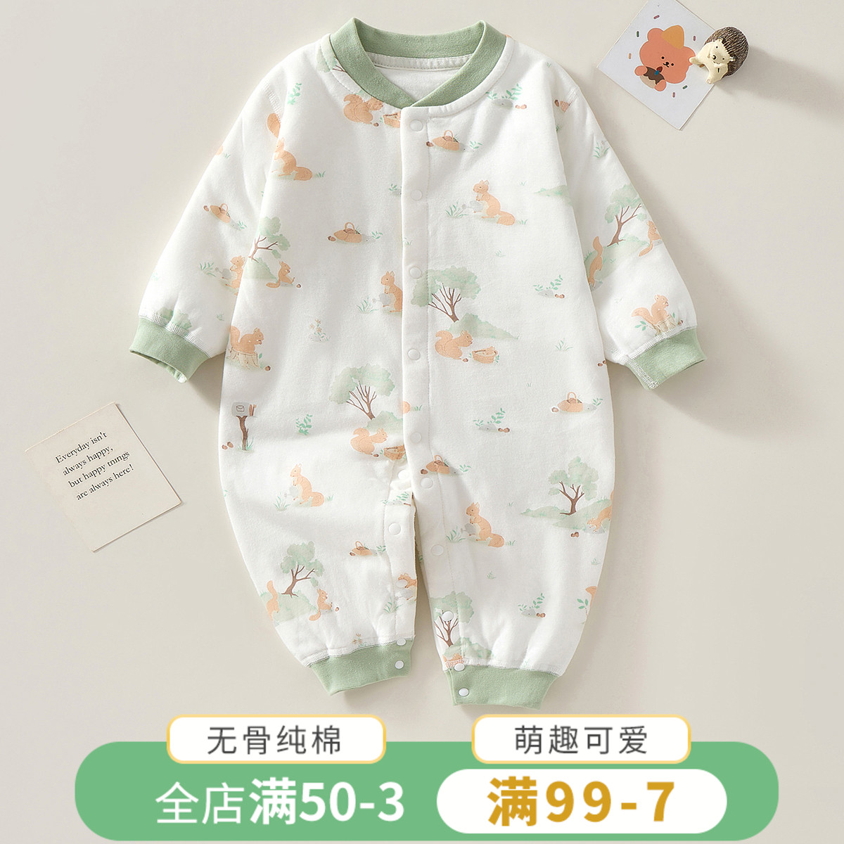 新生婴儿衣服冬季加厚棉衣保暖服刚出生宝宝纯棉连体夹棉哈衣爬服