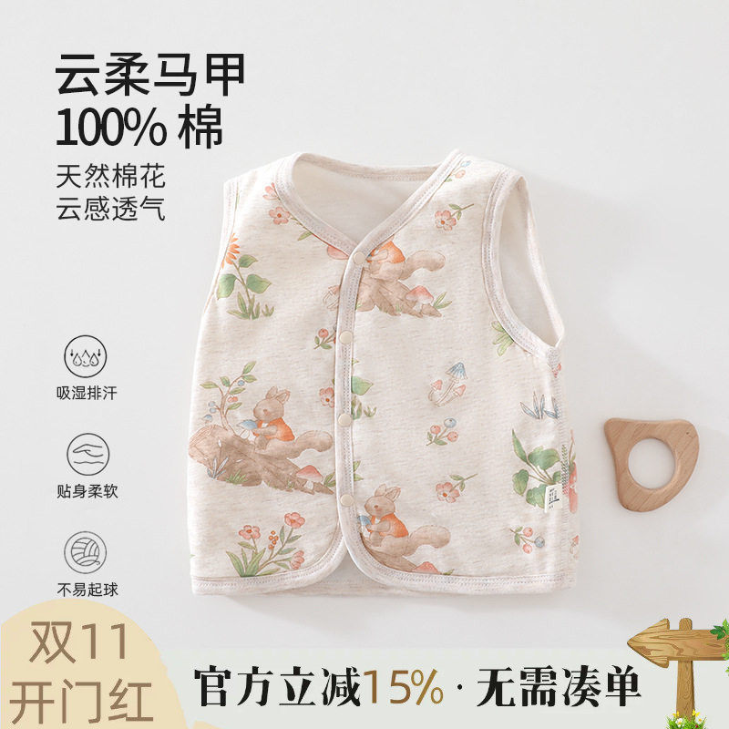 婴儿马甲秋冬季纯棉保暖衣男女宝宝衣服加厚夹棉背心外出坎肩马夹