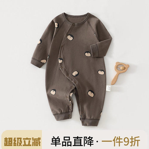 婴儿连体衣春秋季睡衣纯棉无骨居家服男女宝宝哈衣爬服婴儿a类秋1
