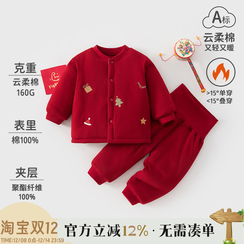 宝宝棉衣婴儿分体高腰套装