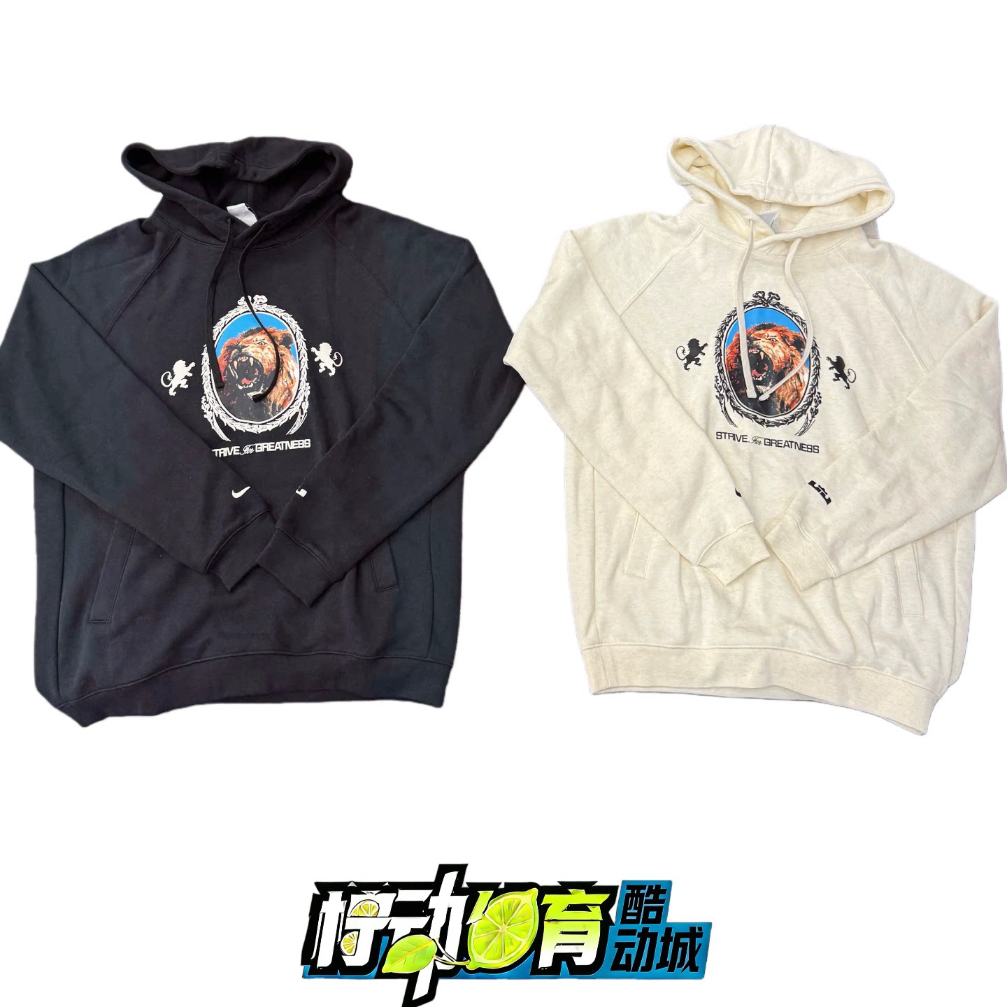正品Nike/耐克 男子加绒詹姆斯印花抽绳连帽套头长袖卫衣 FB7124