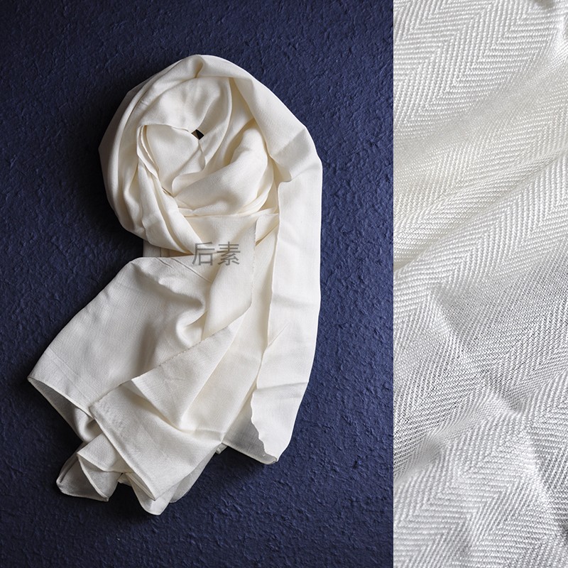 蓝染棉羊毛DIY白胚面料适用围巾