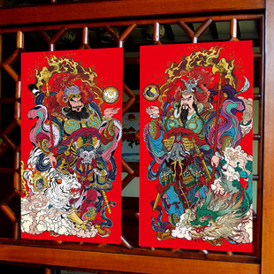 马年门贴创意2026新年春节过年大门装饰国潮复古霸气门神贴画年画