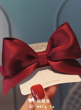 儿童迪士尼立体蝴蝶结发夹白雪在逃公主宝宝顶夹头饰红色女童发饰