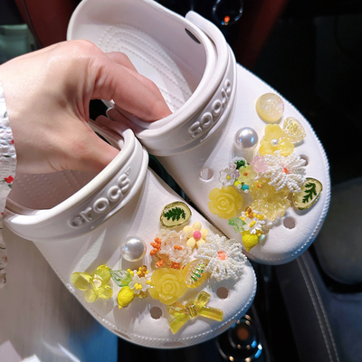 清柠雏菊夏日多巴胺洞洞鞋配饰鞋花适配crocs卡骆驰装饰配件鞋扣