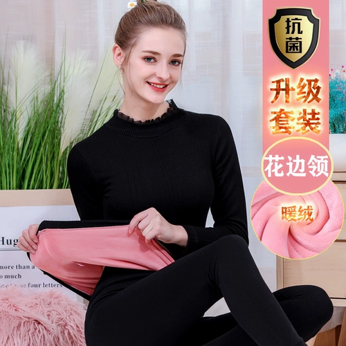 Хлопковое удерживающее тепло нижнее белье, флисовая утепленный лонгслив, термобелье, зимние штаны, увеличенная толщина, в обтяжку