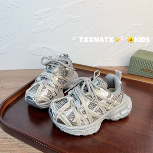 女童鞋子老爹鞋烫钻儿童运动鞋2026春秋新款中大童软底小童宝宝鞋