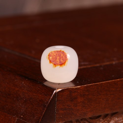 10mm老型珠天然新疆和田玉籽料红皮单珠白玉散珠多宝手串配珠手饰