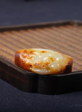 黄沁兽面吊坠天然新疆和田玉籽料苏工锁骨珠玉石挂件玉坠男女款