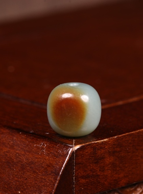 9mm老型珠天然和田玉籽料沙枣青新疆圆珠散珠手串配珠湖水绿珠子