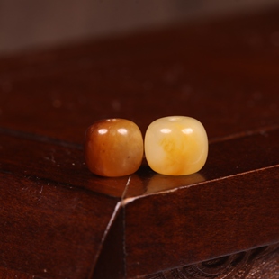 7mm黄沁老型珠新疆和田玉籽料单珠散珠圆珠珠子多宝手串配珠顶珠