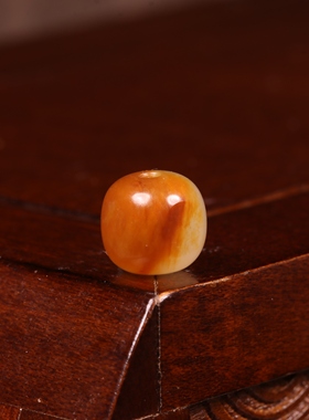 9mm老型珠黄沁新疆和田玉籽料珠子天然和田玉单珠散珠手串配珠