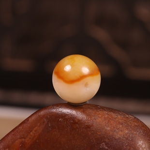 13mm正宗新疆和田玉籽料黄沁玉珠单珠散珠多宝手串手持顶珠配珠