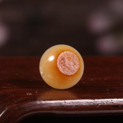 14mm黄沁糖白圆珠天然新疆和田玉籽料多宝手串配珠单珠散珠配饰