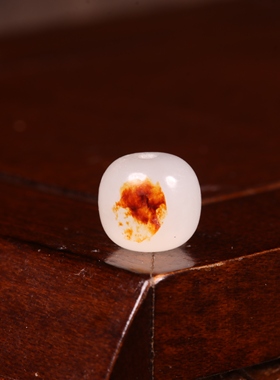 8mm白玉老型珠天然新疆和田玉圆珠散珠手串配珠红皮玉珠子配珠