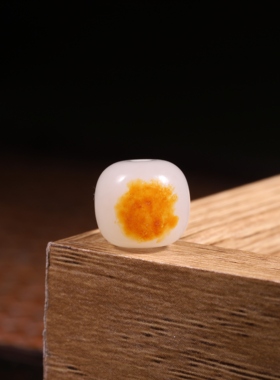 11mm老型珠新疆和田玉籽料洒金皮单珠散珠多宝手串配珠手链配饰