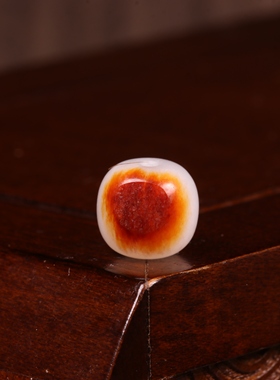 9mm老型珠新疆和田玉红沁皮籽料黄沁珠子和田玉圆珠散珠手串配珠