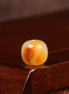 9mm老型珠新疆和田玉籽料黄沁珠子天然和田玉单珠散珠手串配珠