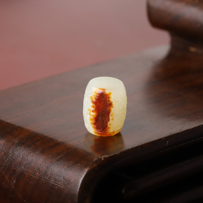12mm白玉勒子苏工新疆和田玉籽料红皮桶珠锁骨珠锁骨链手串配珠