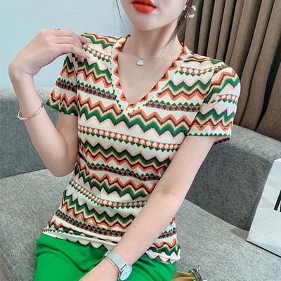 短袖t恤2022夏季新款洋气印花