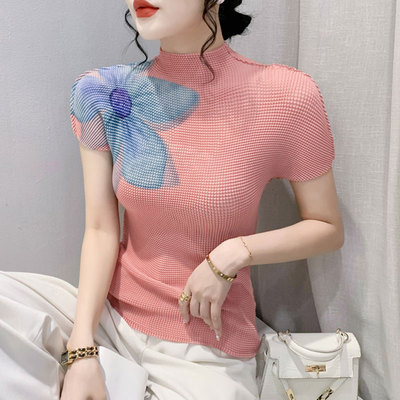 短袖街头常规拼接褶皱高级感印