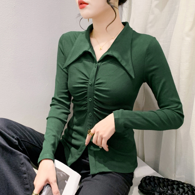 修身型通勤单排多设计感POL翻