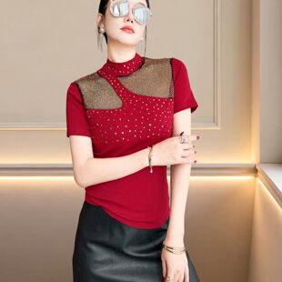 重工烫钻短袖T恤女装2026新款今年流行爆款气质漂亮巨好看的上衣