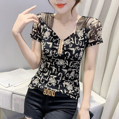 女装2022新款性感短袖印花