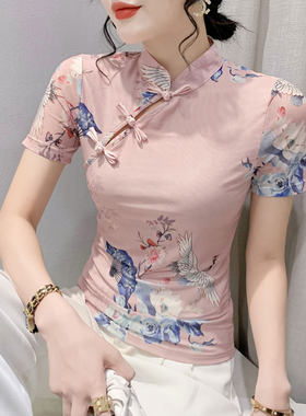短袖通勤常规印花新中式国风上