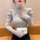 泡泡袖 毛衣内搭上衣潮 气质半高领修身 针织打底衫 女秋冬2024年新款