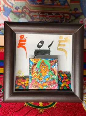 藏式纯手绘唐卡 平安桌面摆件 五ming学院老师定制 50×50