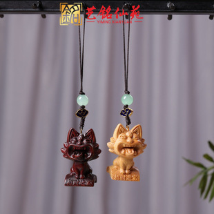 紫檀木雕刻创意瓦猫挂件文创瓦猫工艺品艺铭仙苑可爱小猫景区礼品