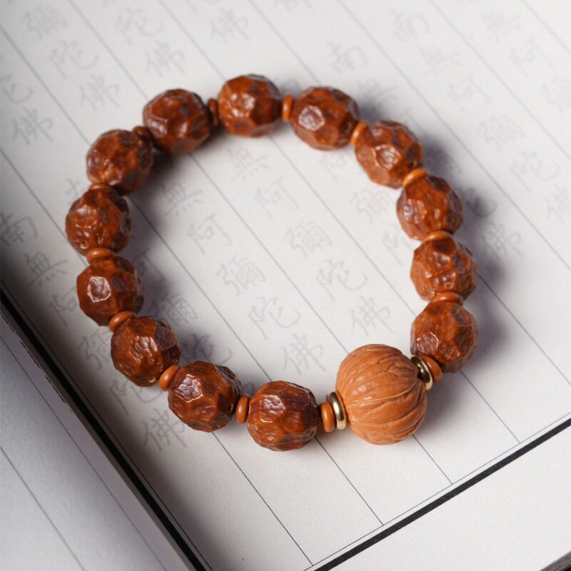 实心紫金鼠菩提雕刻锤纹无相鼠三眼菩提猴头配饰珠手串