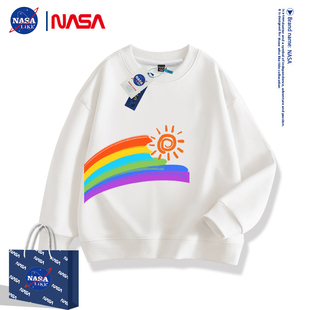 中大童秋装 男童青少年女童装 春秋款 NASA联名彩虹儿童卫衣2025新款