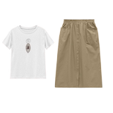 时尚优雅女装套装简约百搭短袖T恤配高腰长裙显瘦修身设计，女装套装/套裙，秋牧寒烟