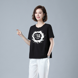 时尚宽松显瘦短袖T恤女夏季新款韩版百搭印花上衣潮图片