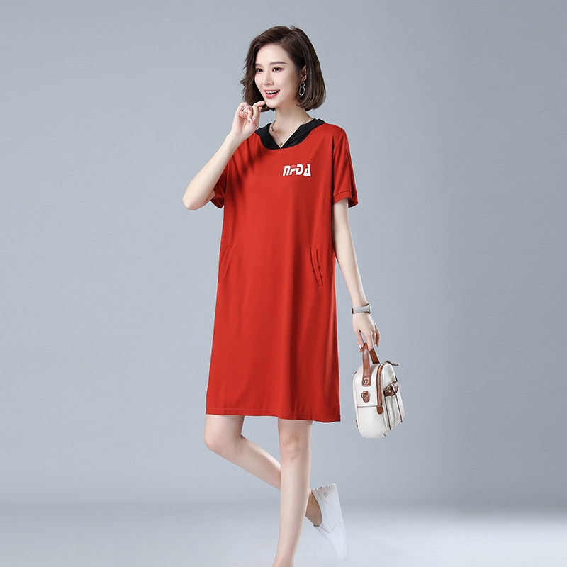 时尚宽松短袖连衣裙女夏季新款韩版显瘦休闲百搭学生裙子8208图片