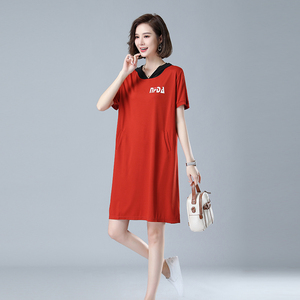 时尚宽松短袖连衣裙女夏季新款韩版显瘦休闲百搭学生裙子8208图片